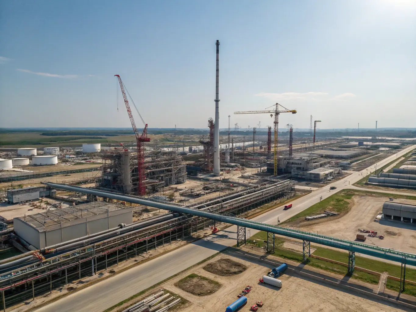 A chemical plant utilizing hydrogen in its production processes, highlighting the role of hydrogen in the chemical industry.