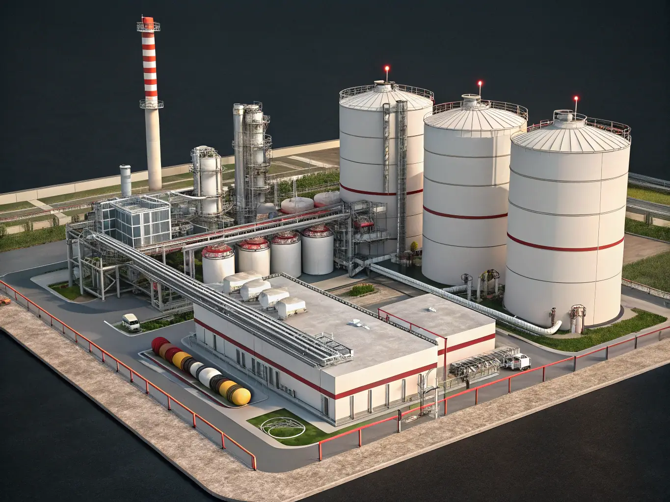 A manufacturing plant with hydrogen-powered equipment, showcasing the use of hydrogen in manufacturing processes.